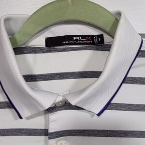 Ralph Lauren White and Gray Striped Polo Shirt